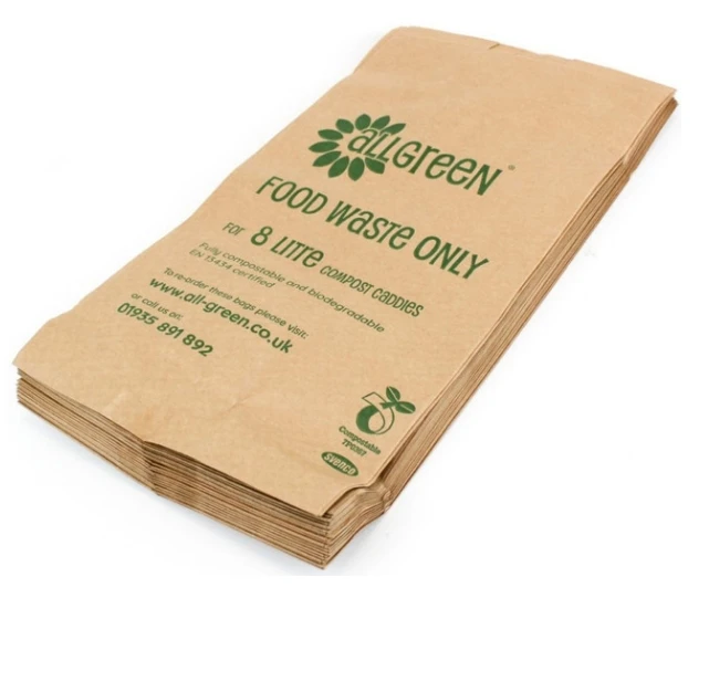 PLA degradable brown kraft paper bag kitchen food waste bags