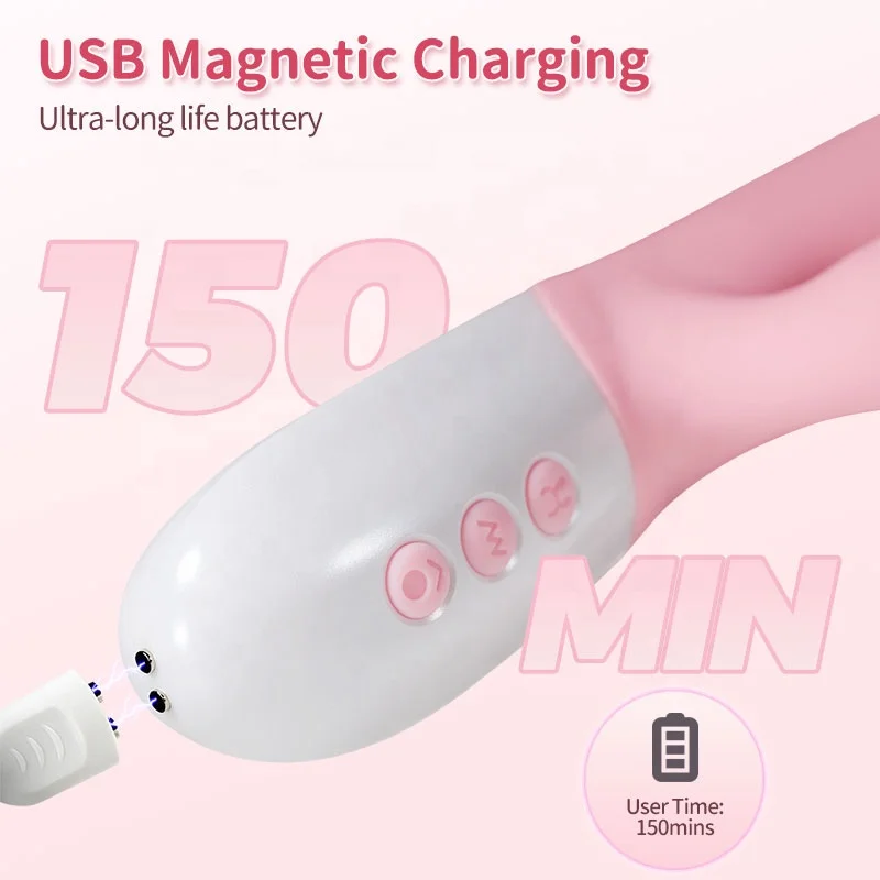 3 motors g spot thrusting rabbit vibrator, soft silicone telescopic vibrator for women clitoral stimulator