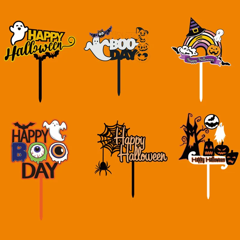 Acrylic Halloween Cake Plug-In Party Supplies for Halloween Decoration and Cake Topping Featuring Number-shaped Props