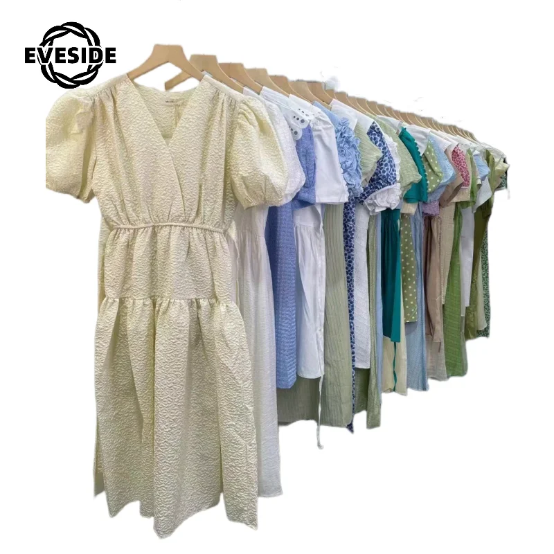 Popular Lady Styling Fashion Design Silk Floral Blouse Stock Summer Vintage Women Chiffon Used Blouse Thrift Cotton Used Clothes