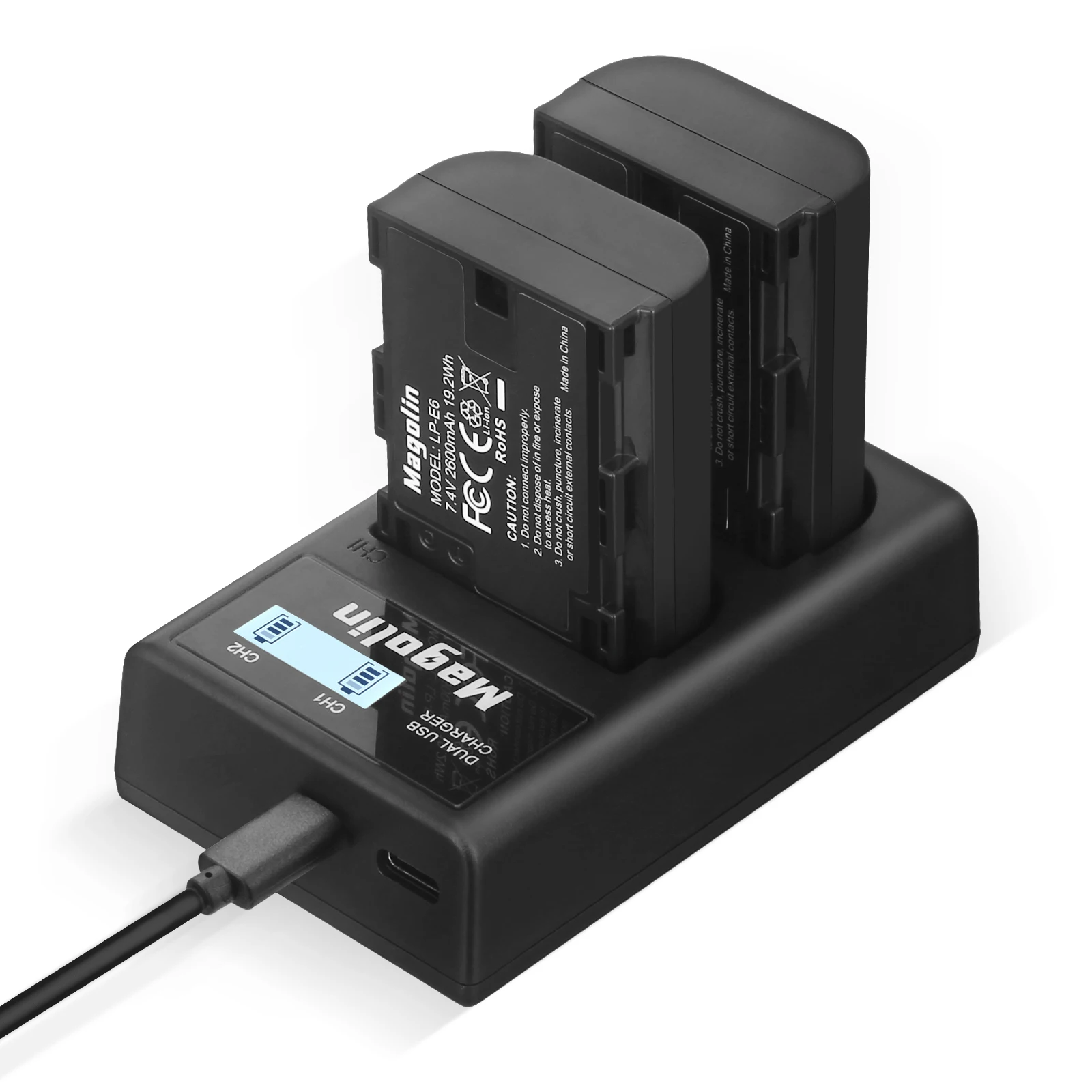 LP-E6 Battery And LED Dual Charger