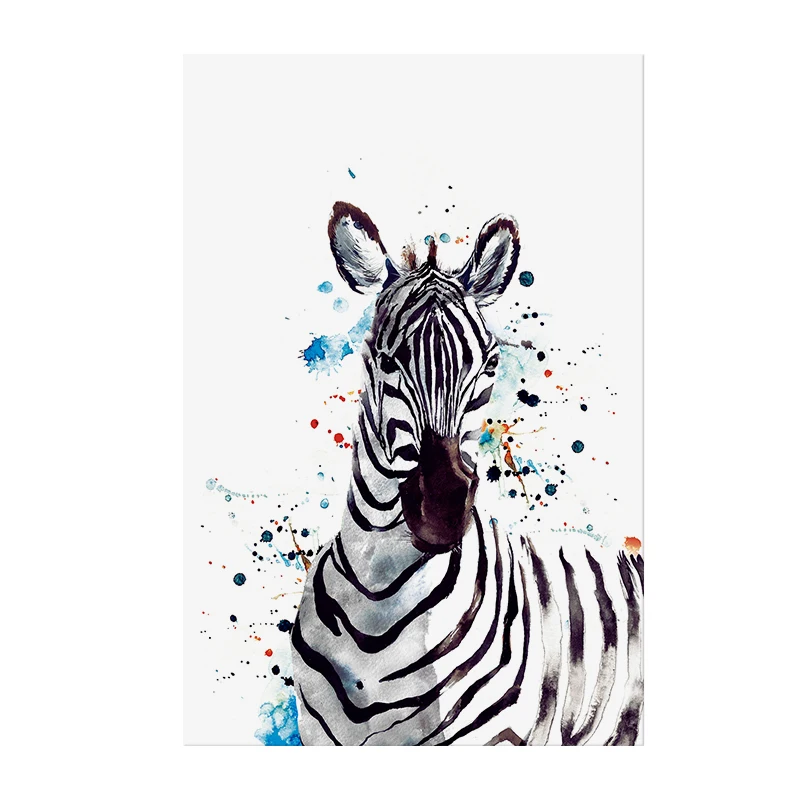 modern animal wall art black and white watercolor horse oil painting zebra handmade canvas prints