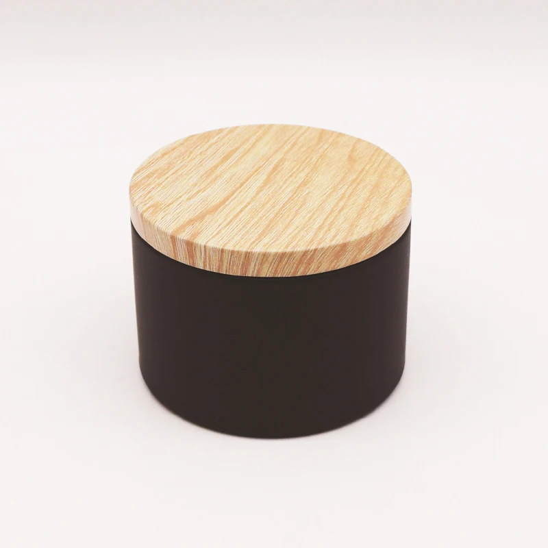 Manufacturer of high quality tin cans with wooden lid effect candle cans