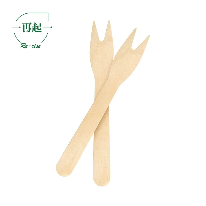 
12cm Eco-friendly Disposable Compostable Wooden Fruit Fork, Chip Fork 
