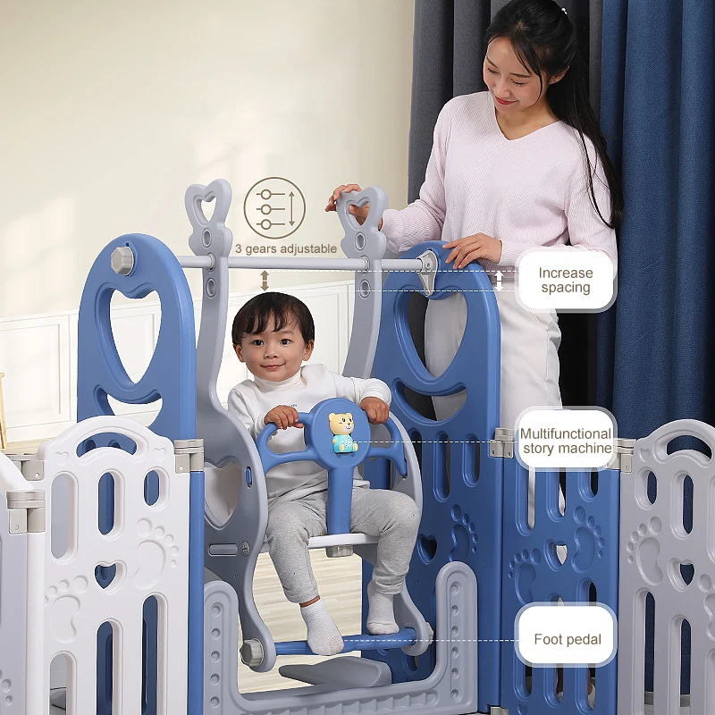
Kids Playpen 2020 Wholesale Baby Play Yard Safety Plastic Fence Plastic Kids Large Baby Playpen With Swing Slide Rocking Horse 