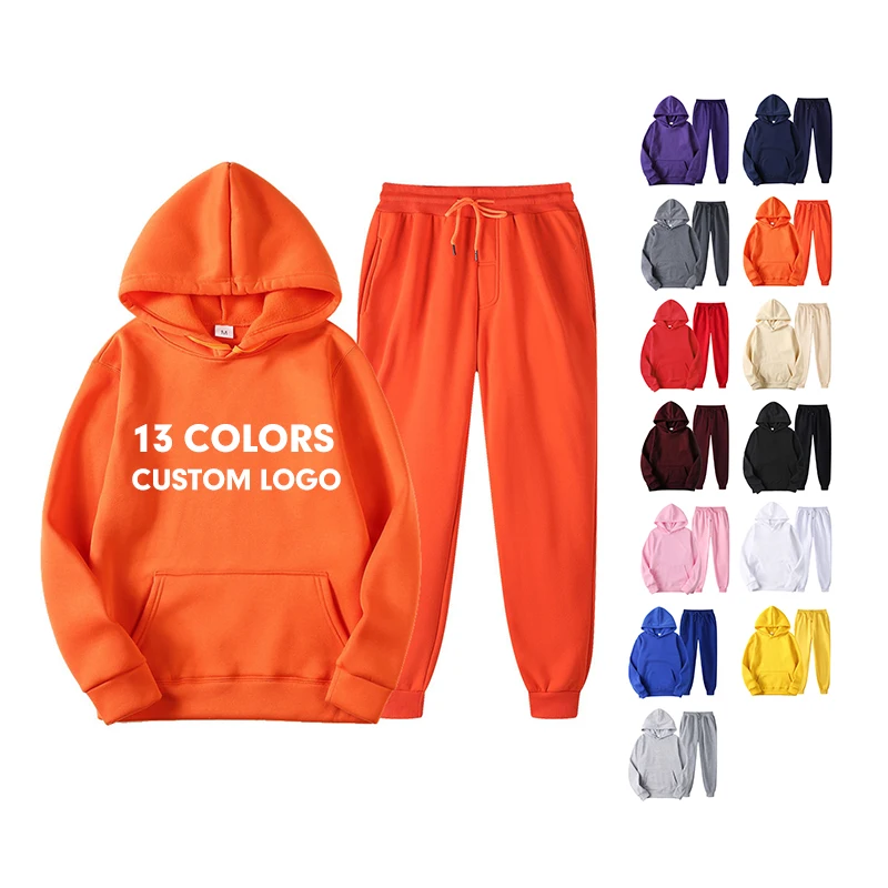 Custom Blank Man Gym  Thick Track Suits Jogger Hoodies 2Piece Sets  Plus Size Unisex Fall Sweat Suits