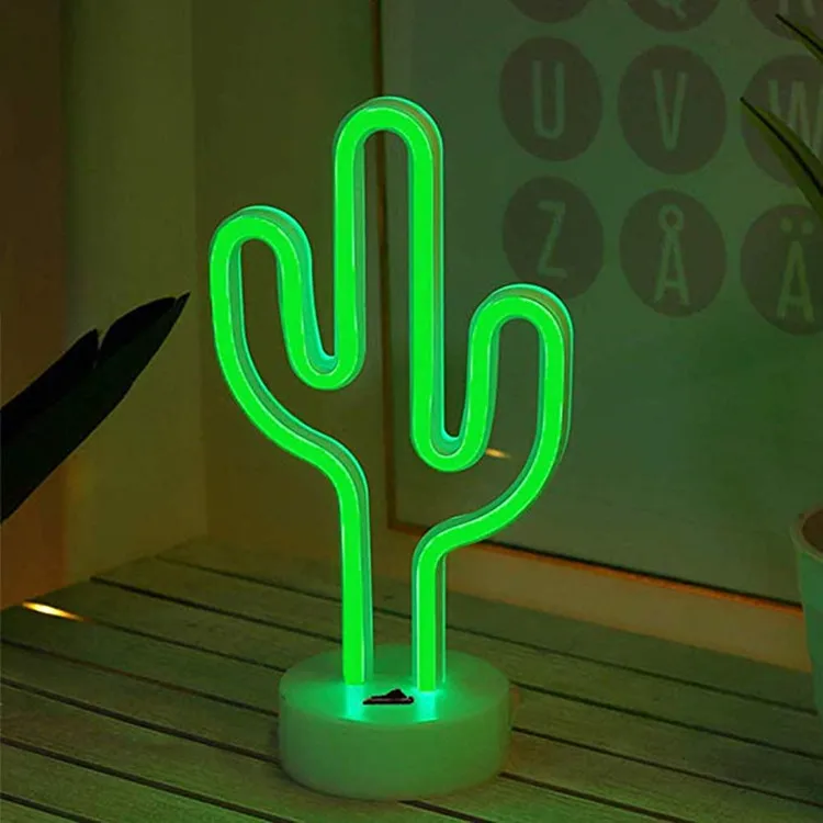 Hot Sale Cactus Night Light Battery Operated LED Desktop Lamp Neon Decoration 1-year SWITCH