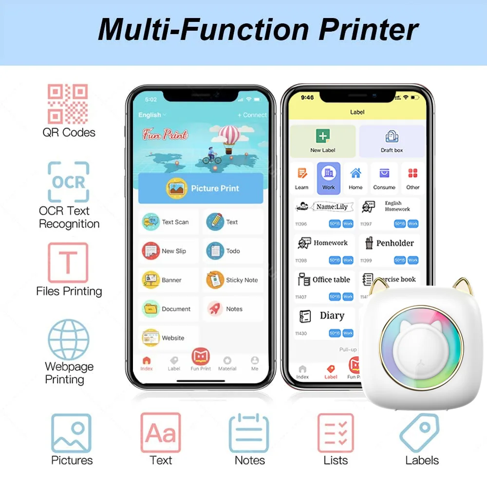 China Factory mini Handheld Machine Paper Roll Digital Label Thermal mini Printer Photo Printing