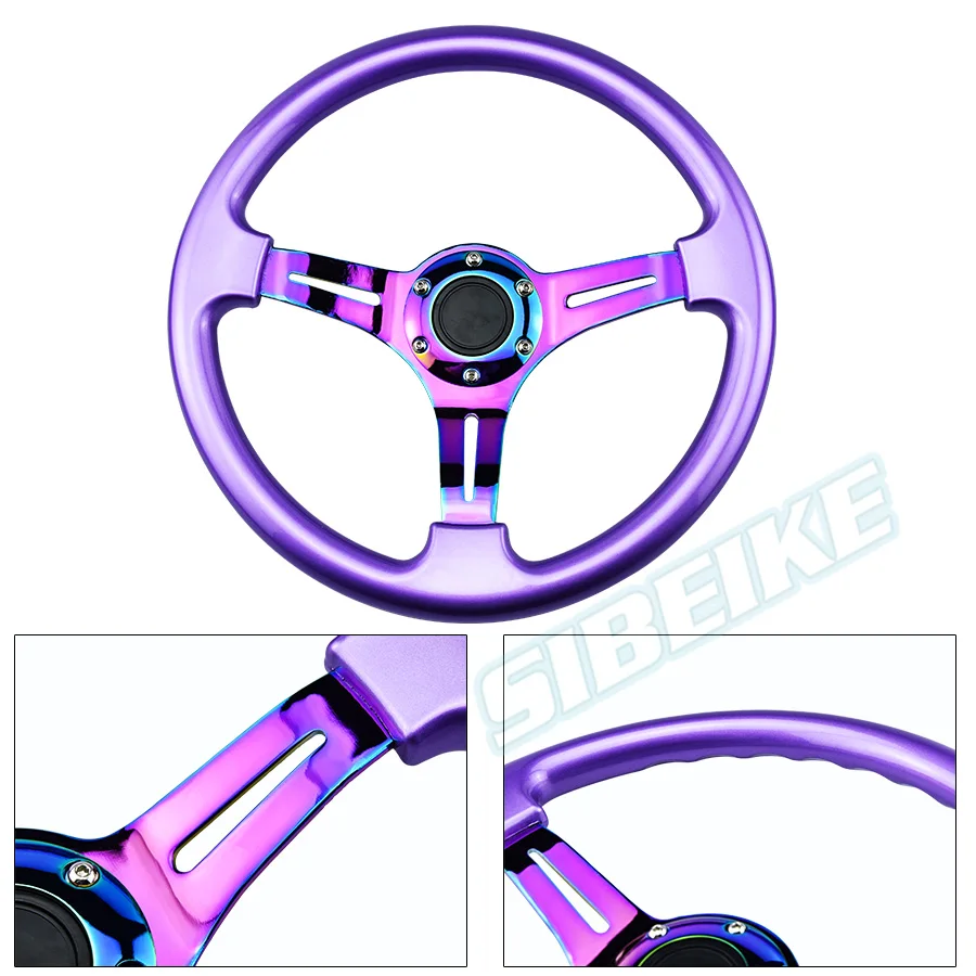 Racing Universal Neo Chrome Purple Car 350mm 14inch JDM Steering Wheel ABS Steering Wheel