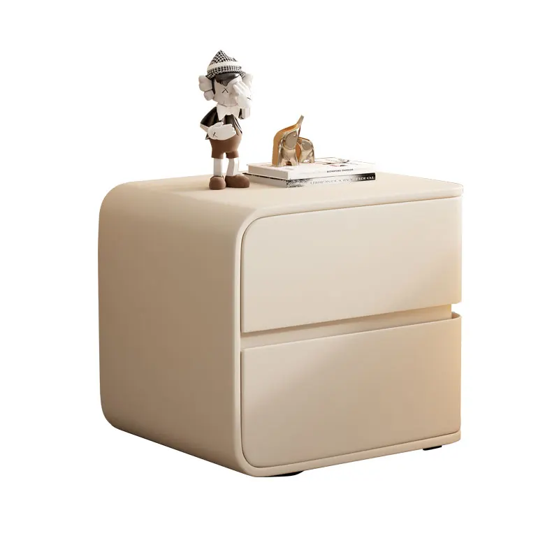 Factory New arrival high quality Super soft fiber skin bedside cupboard with solid wood