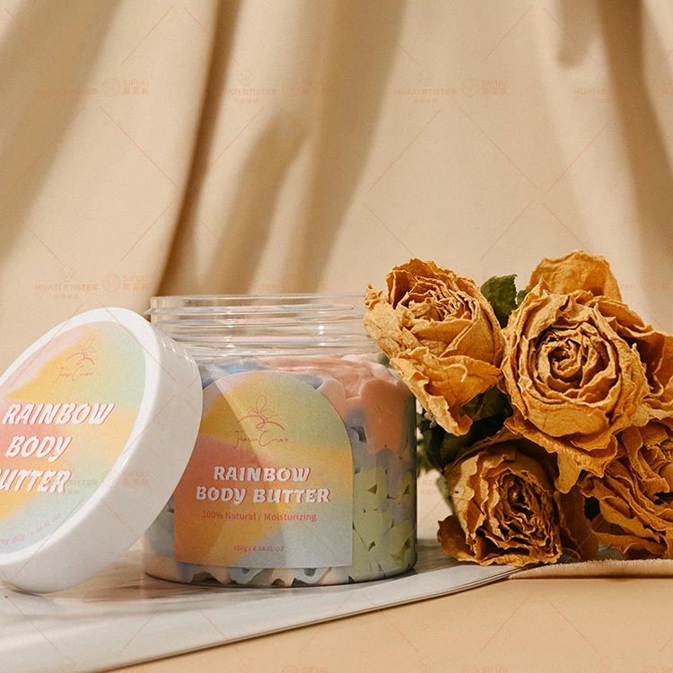 Huati Sifuli RubioAroma rainbow Organic Whipped Body Shea Butter Cream Skin Moisturizing Whitening Coconut Mango Body butter