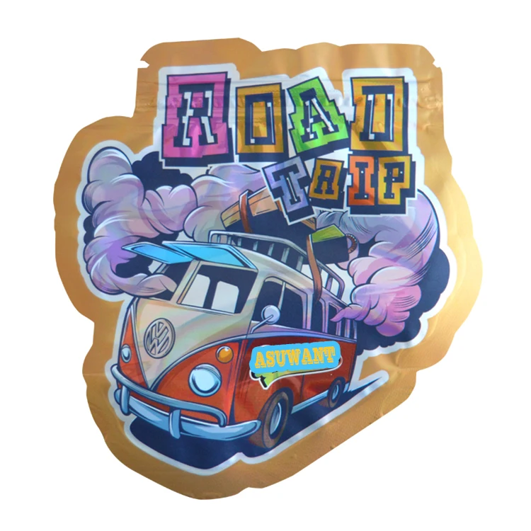 Special Shape Bag Special Shaped Hologram Painting 3.5g Pack Irregular Smell Proof Special Plastic Die Cut Custom Shaped Mylar