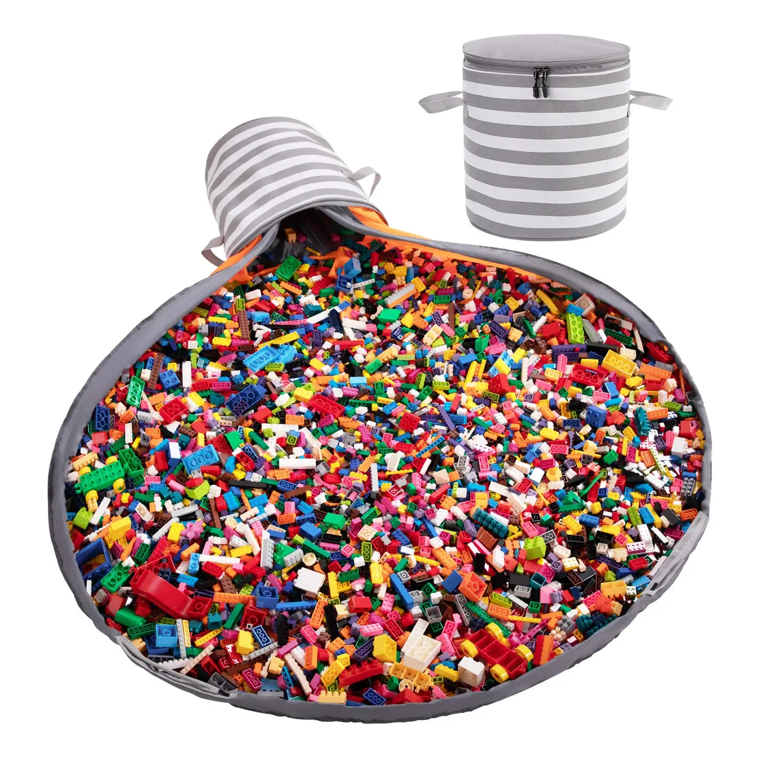 
Toy Storage Basket and Play Mat for Kids Toys Collapsible Canvas Storage Bag Toy Organizer with Bins Durable Floor Activity 