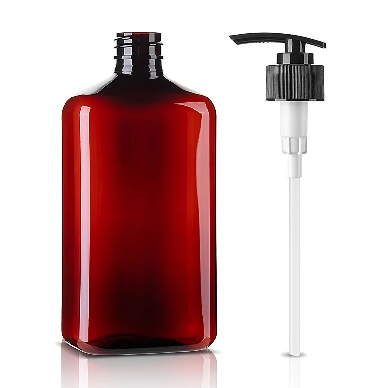 Factory direct 500ml square large flat PET cosmetics bottles foam pump plastic bottle