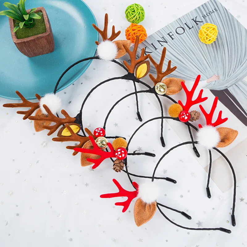 Fashion Christmas headband temperament wild personality issue card light luxury cute antlers hair accessories