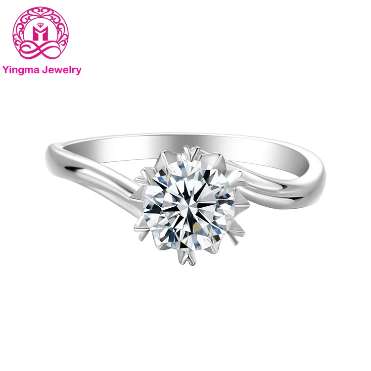 925 Sterling Silver Jewelry 1 Carat Plated Platinum Engagement Wedding Moissanite Diamond Rings for women