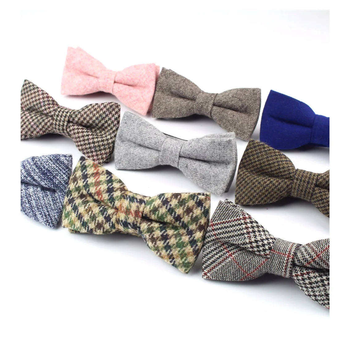 Галстук-бабочка из шерсти и хлопка, Узкий однотонный галстук-бабочка