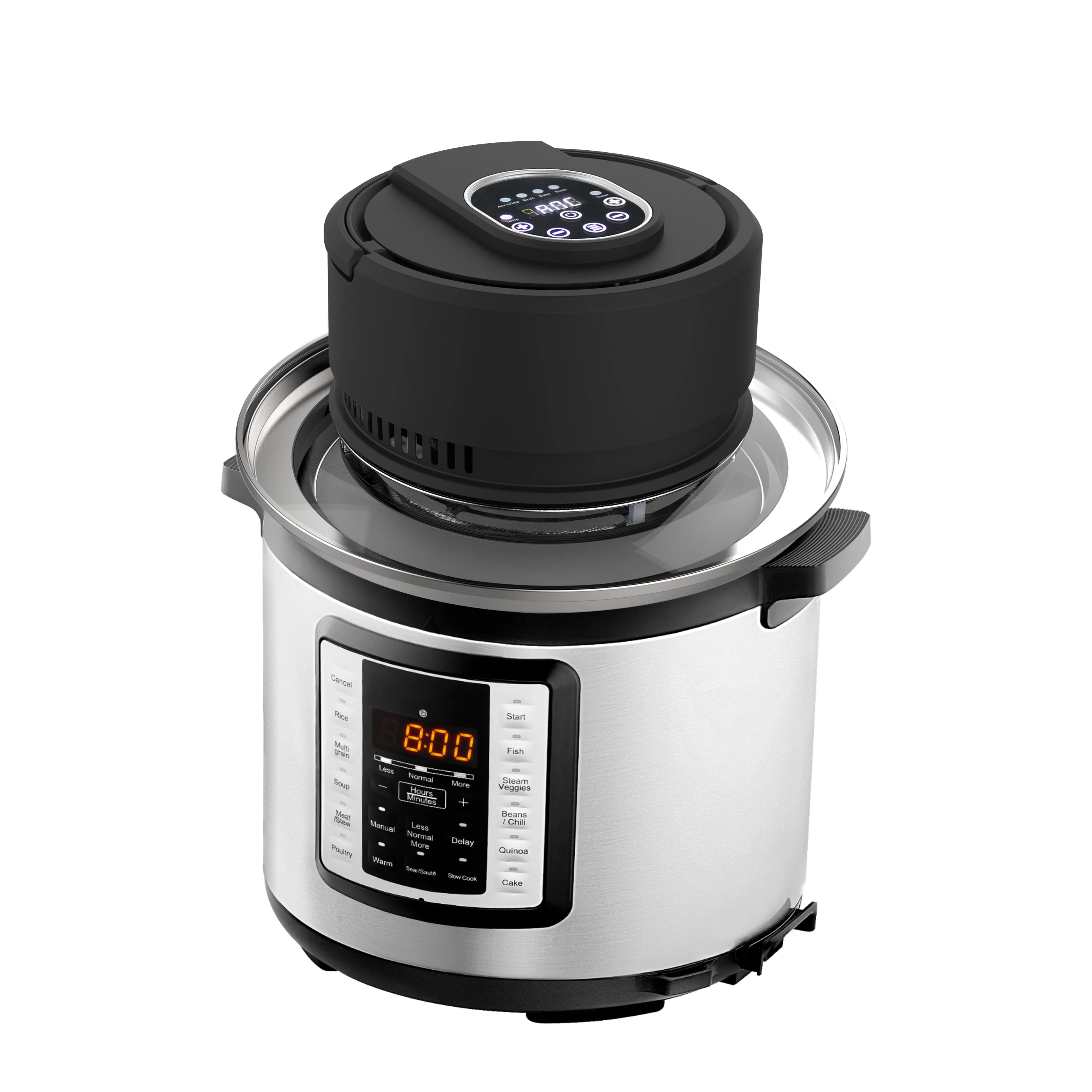 1400W High Power Air Fryer with New Design 110V Electric round Plastic Lid with Big Glass Household Use