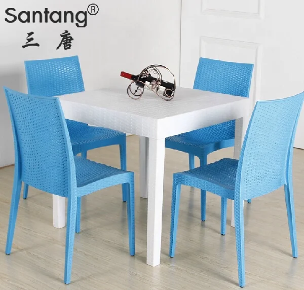 Free Sample Stackable Cheap Patio Garden Set Rattan Dining Table and Chair Design Stackable Outdoor Plastic Dining Garden Set