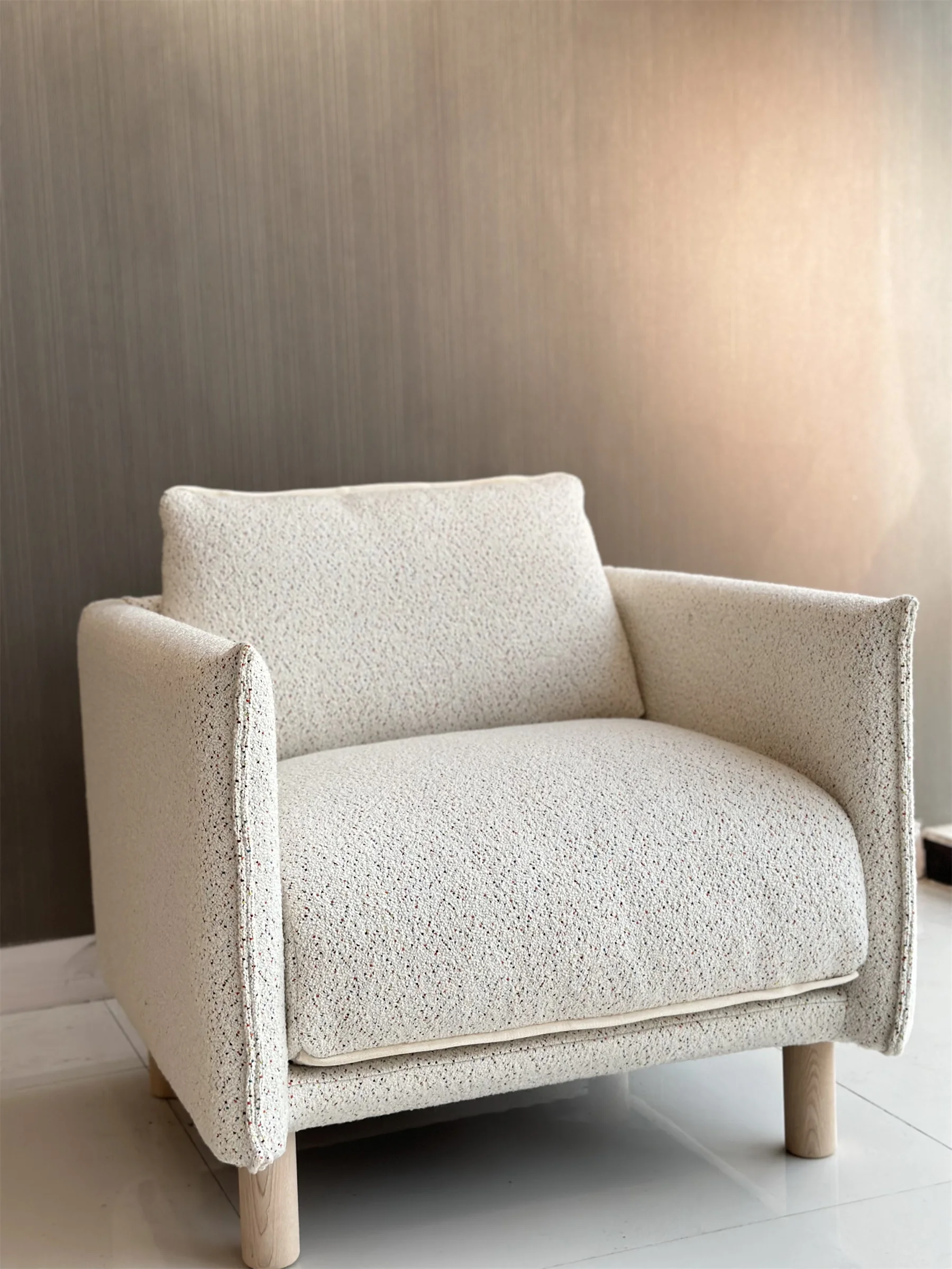 White color armchair softer felling with feather
