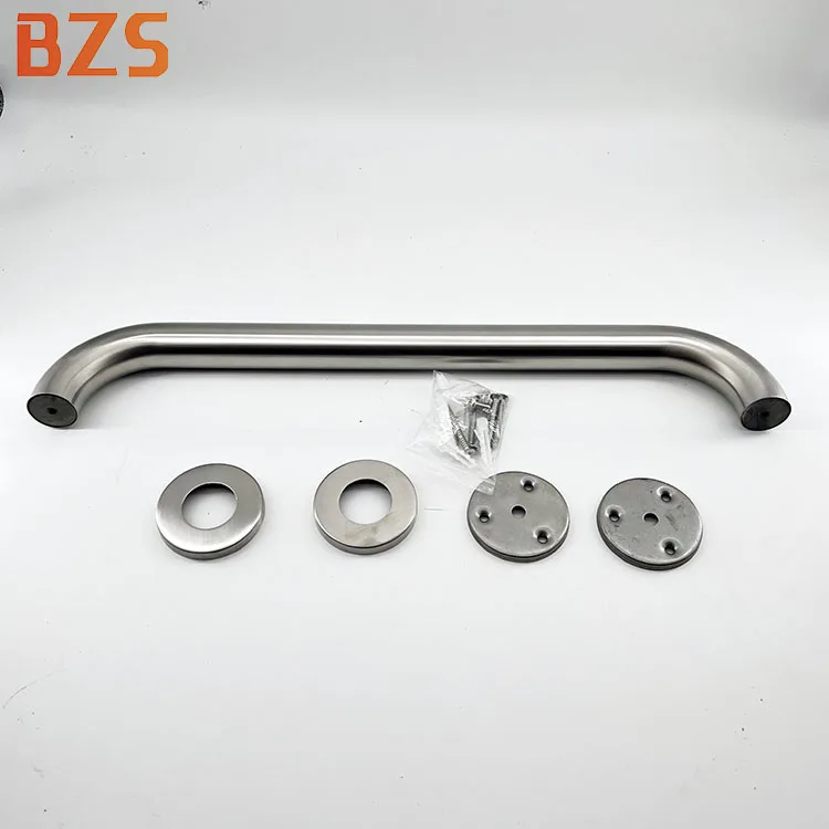 BZS-B064 Modern American Style Shower Grab Bar with Glass Handle Hot Selling for Bathroom Hotel Steel Metal Brushed Finish