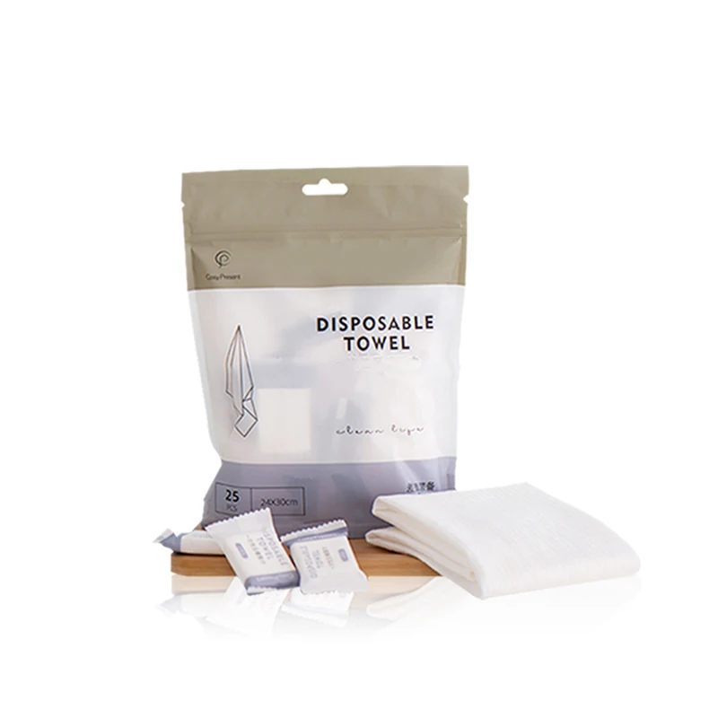 ORIENTMED private label hotel white disposable bath towel(5-pack), disposable cotton