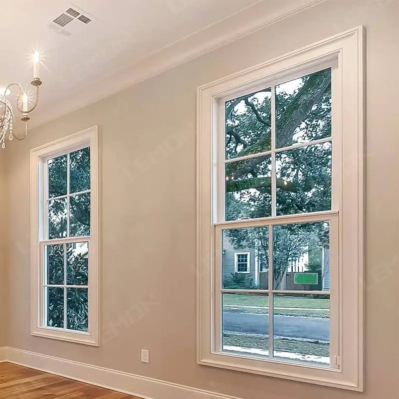 Hurricane Impact Customized Slim Frame Aluminium Double Hung Automatic Vertical Sliding Windows Guillotine Glass Systems