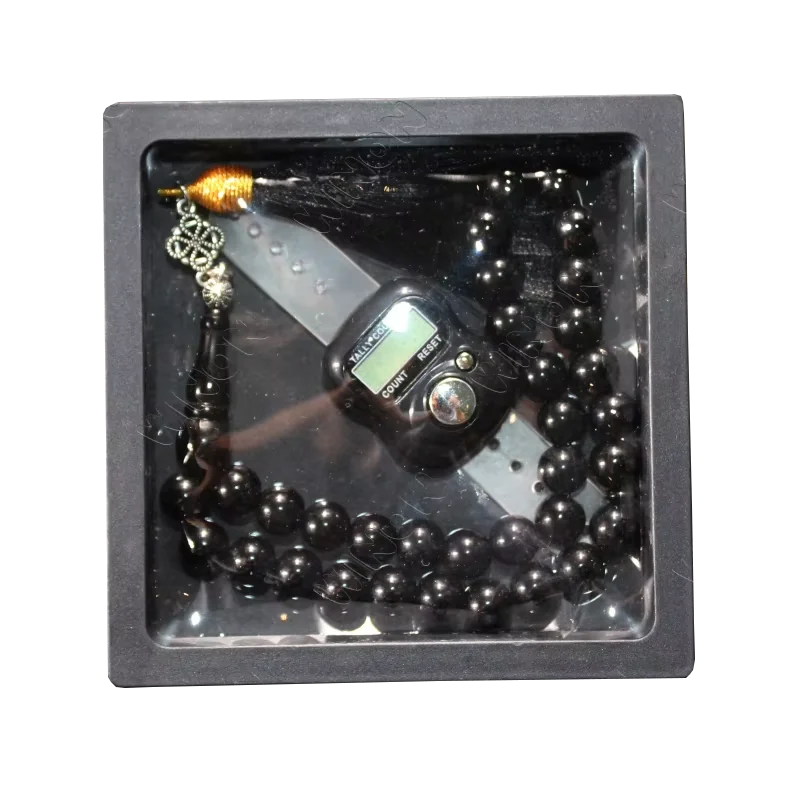 Muslim Tasbihs Set 10mm 33 Rosary Glass Finger Counter Ring Mini Electronic Counter for Religion Eid Ramadan Gift islamic gifts