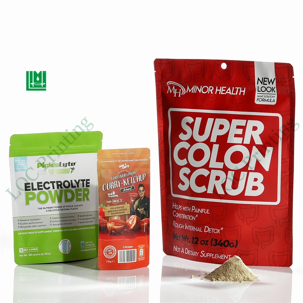 Custom flat zip lock kraft paper biscuits snack food packaging paper bag with logo for snack packaging