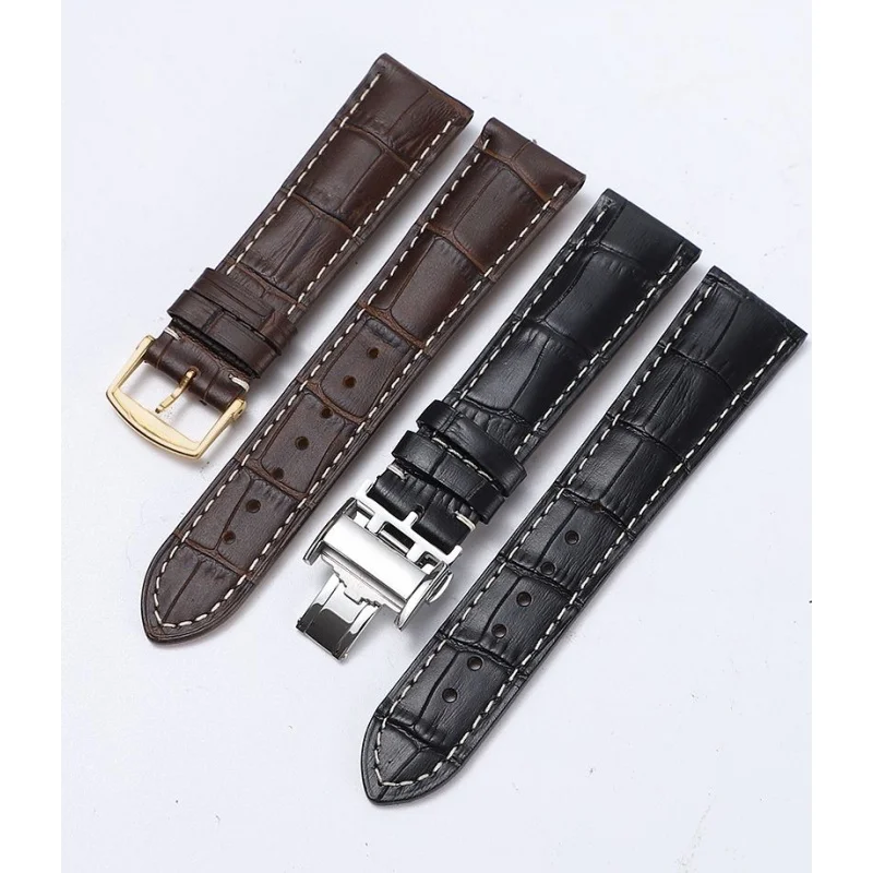Longs Watchband Suitable for Craftsman Moon Phase Comcast Gorgeous Genuine Leather Butterfly Buckle Original Watch Band