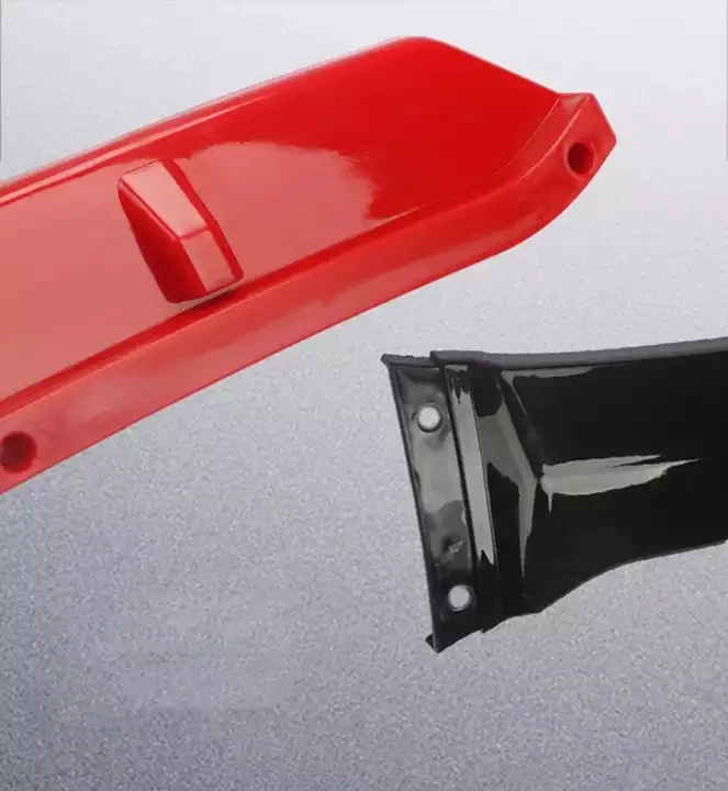 Car accessories ABS Body kit Glossy black 4pcs Front Bumper Spoiler Lip With Red Part For Universal Car