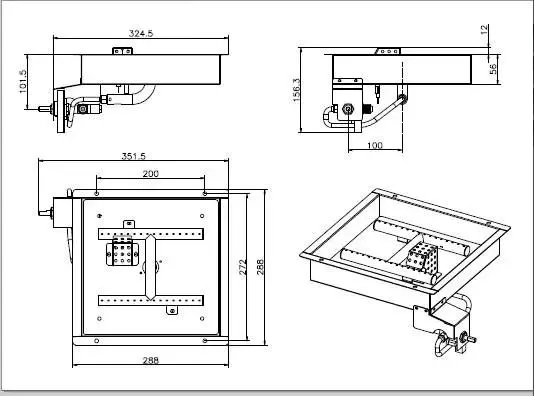 Square Stainless Steel Fire Pit Burner Kit