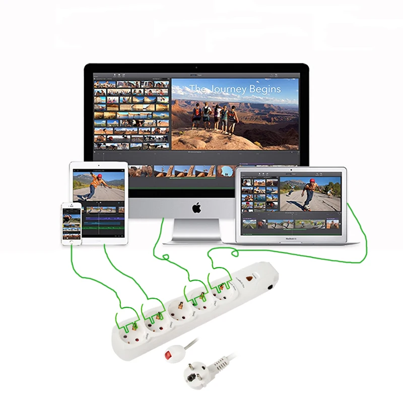230V 5 розетки Пульт дистанционного управления сетевой фильтр для av/pc