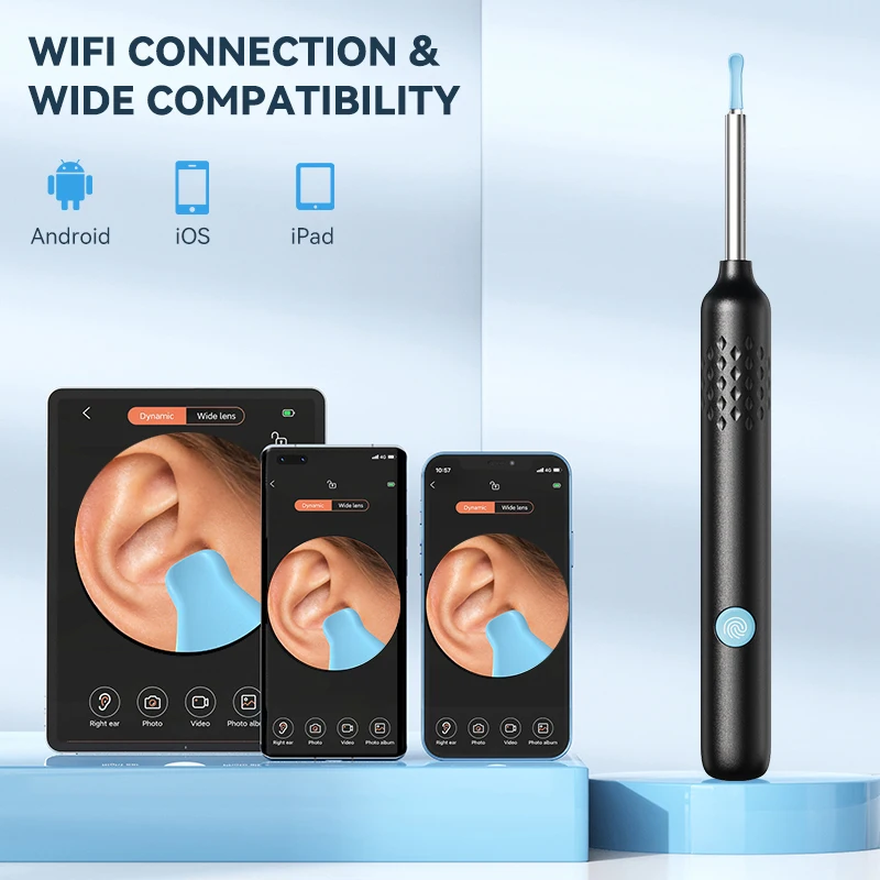 N3 PRO Waterproof Ear Wax Cleaner Removal Tool Otoscope 5MP Ear Endoscope Camera with 6 Ear Spoons