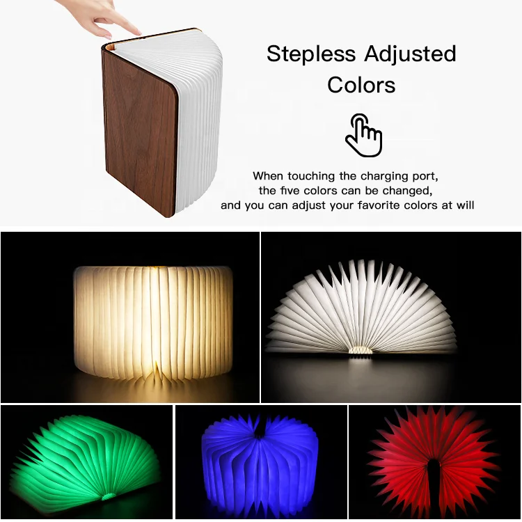 
Mini portable ornaments small pocket size Christmas gift book lamp folding book lamp solid wood creative bedside lamp 