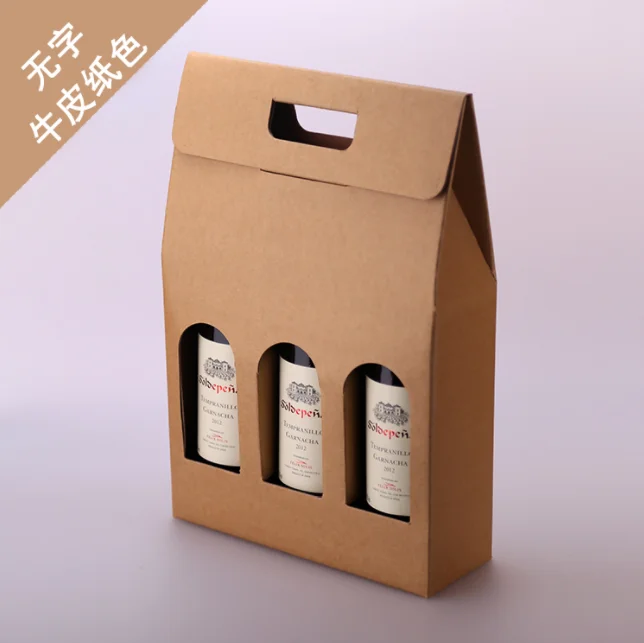 
Customizable OEM Wholesale Portable Kraft Packing Gift Wine Box 