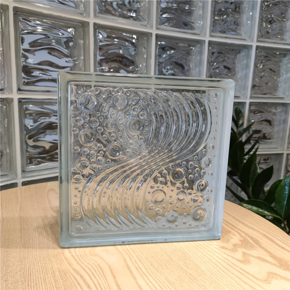12inchx12inchx4inch wave design large glass block update glass brick for building wall tiles