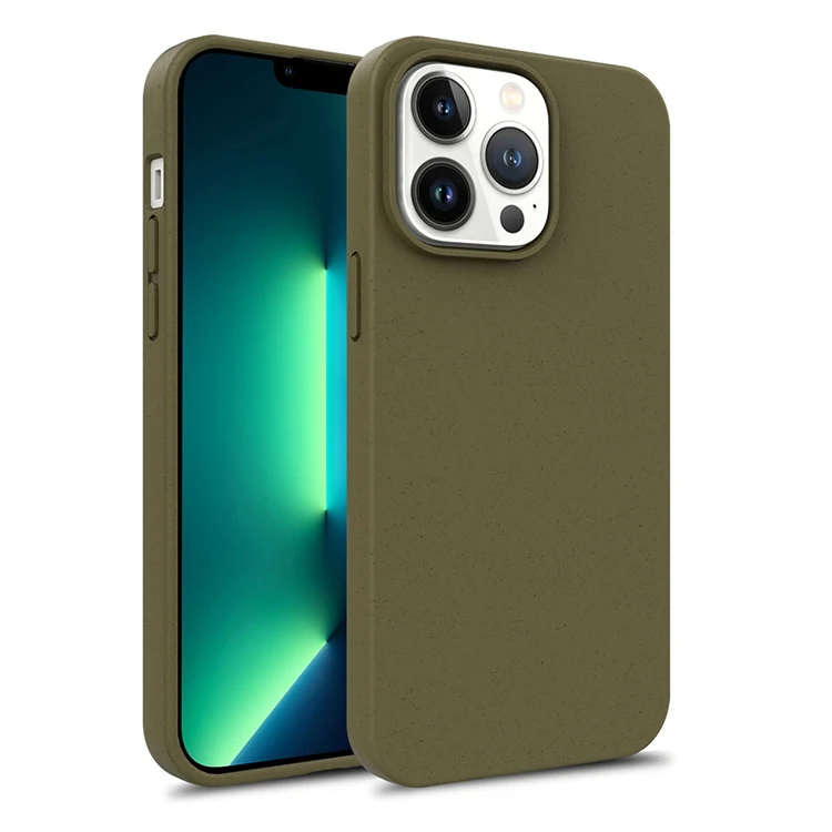 For iPhone 14 Pro 13 12 Mini 11 Pro Max XR XS Solid Color Matte Bumper Soft TPU Phone cover Eco-friendly Wheat Straw Cas