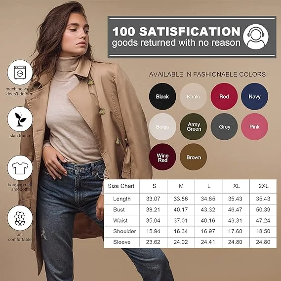 AQTQ  Wholesale Fashion New Spring Autumn Ladies Overcoat Long with Belt Trench Coat Slim Outerwear Coat For Women