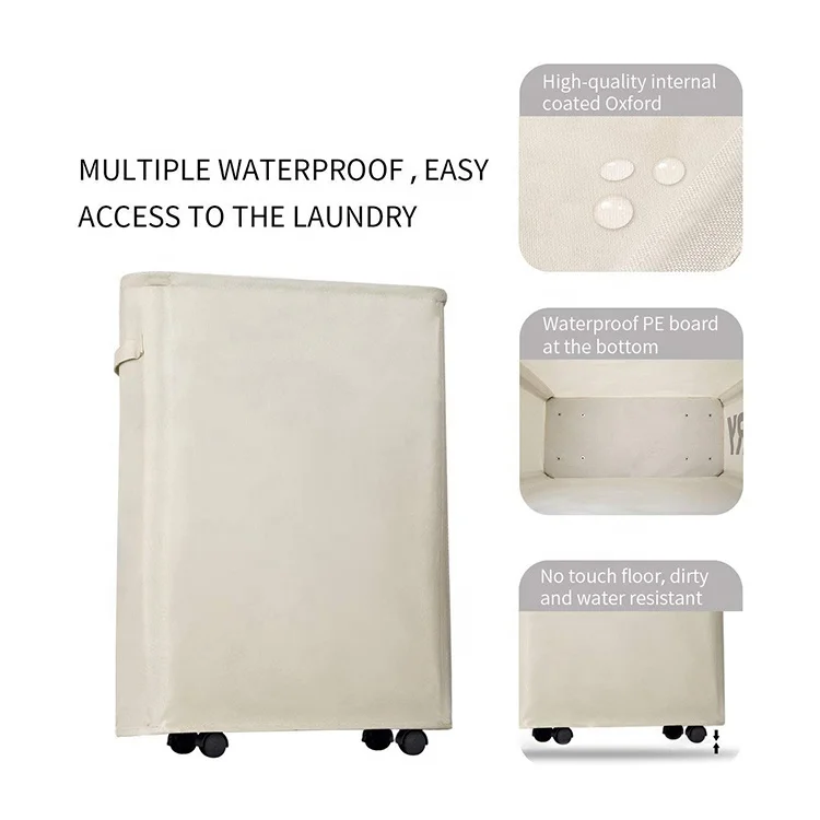 Durable Canvas Folding Laundry Basket Bag