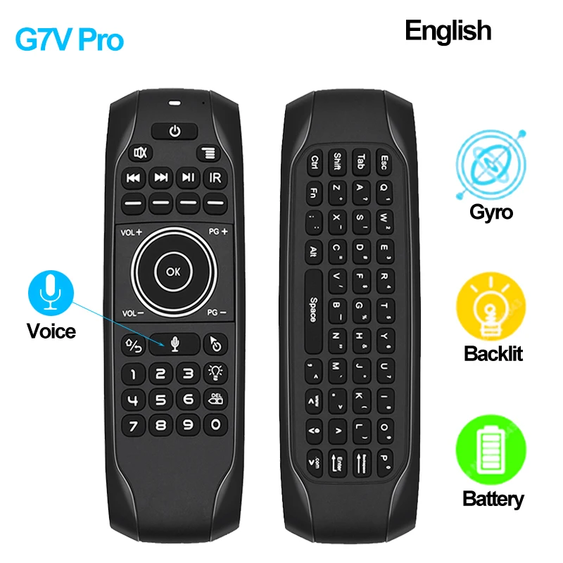 INTELLIGENT BACKLIT G7VPRO AIR MOUSE SMART 2.4G IR WIRELESS KEYBOARD VOICE REMOTE CONTROL FOR ANDROID TV BOX