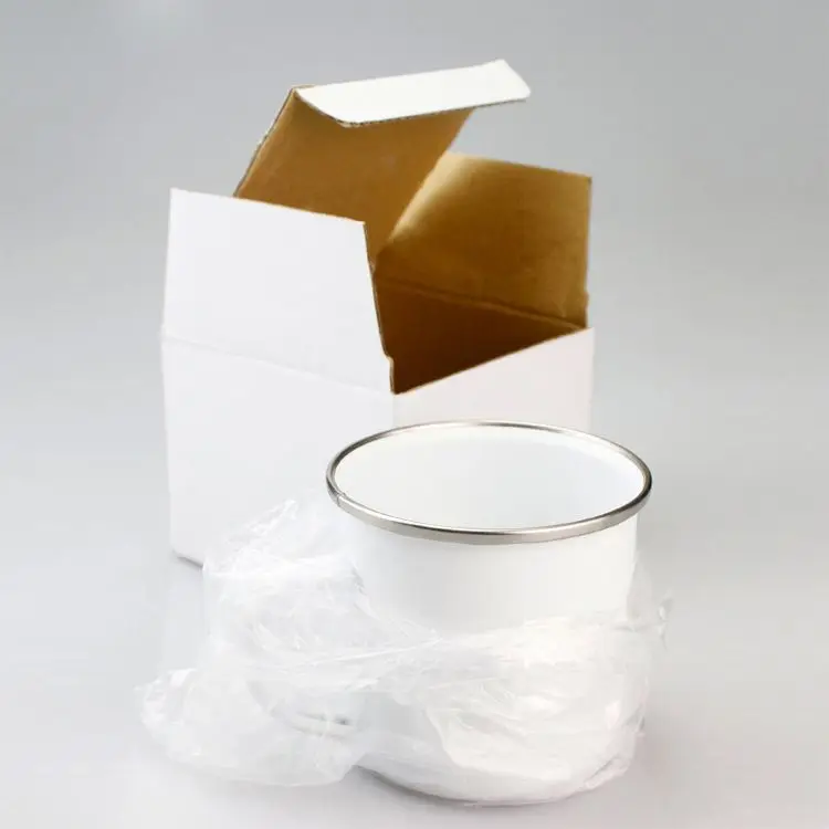 White Ceramic Custom Sublimation Blank Enamel Metal Camping Mug