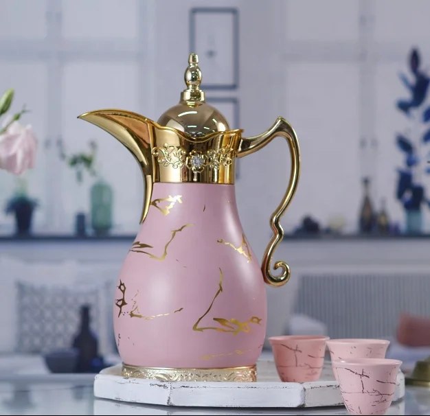 WUJO NEW Design hot sale ethiopian insulated hot water coffee luxury vacuum arabic coffee pot with cups