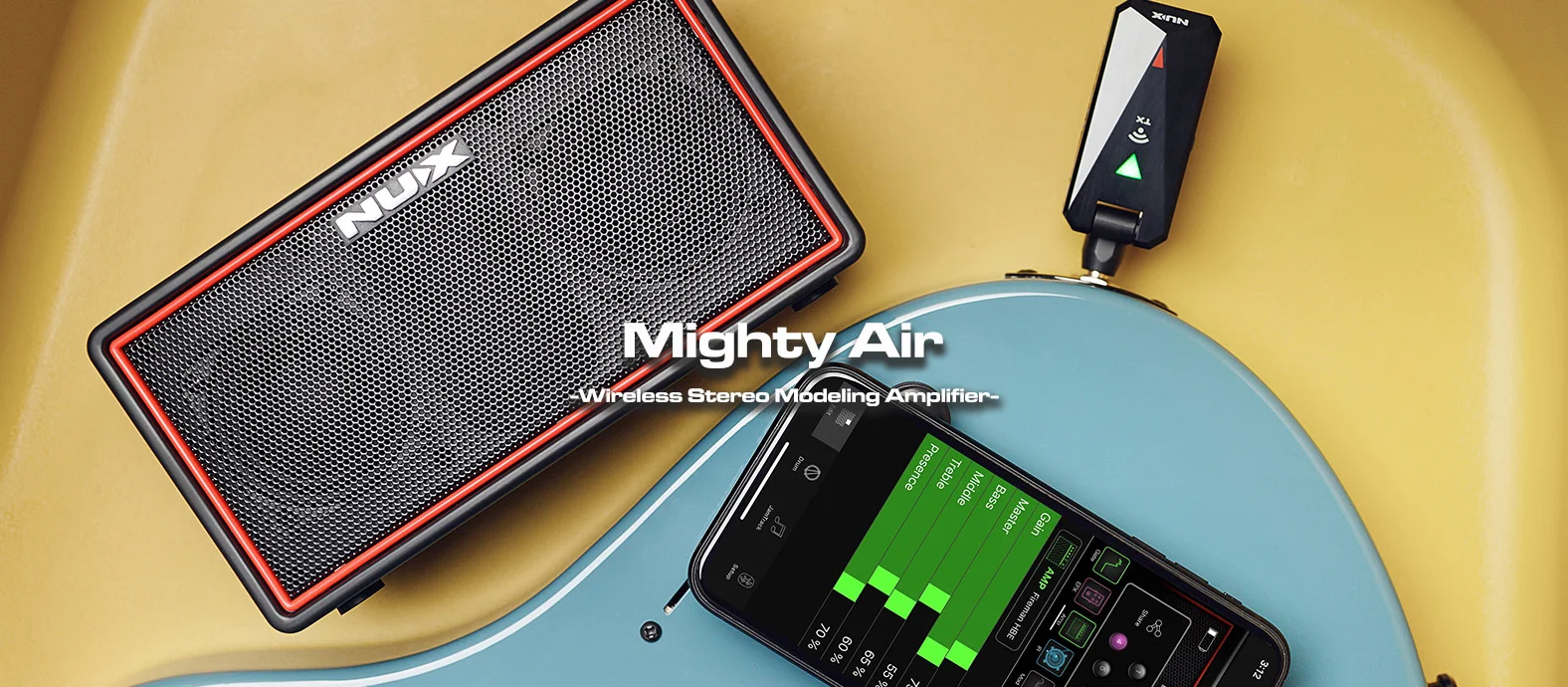 NUX Mighty Air-это беспроводной стереомоделирующий усилитель с подключением к BT и специальное приложение для улучшения вашего тона от