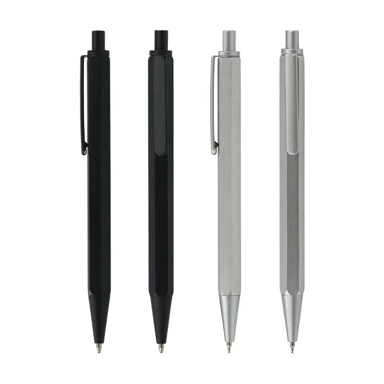 New hexagon pen design matte finish click ballpoint promotional wholesale press pen with printing logo