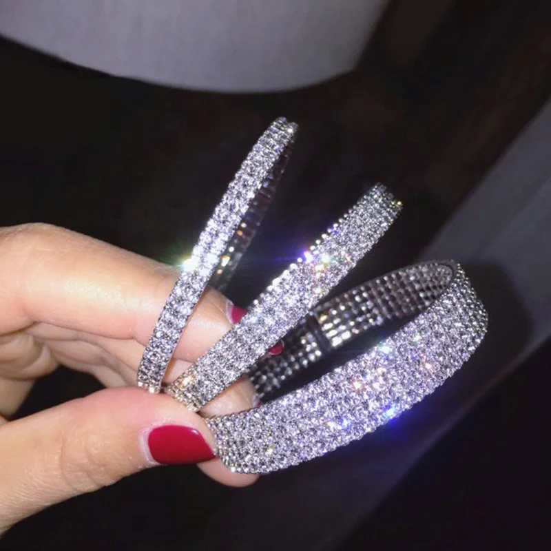 Hot selling exaggerated temperament simple jewelry with retro palace super flash full of rhinestone open bracelet for women