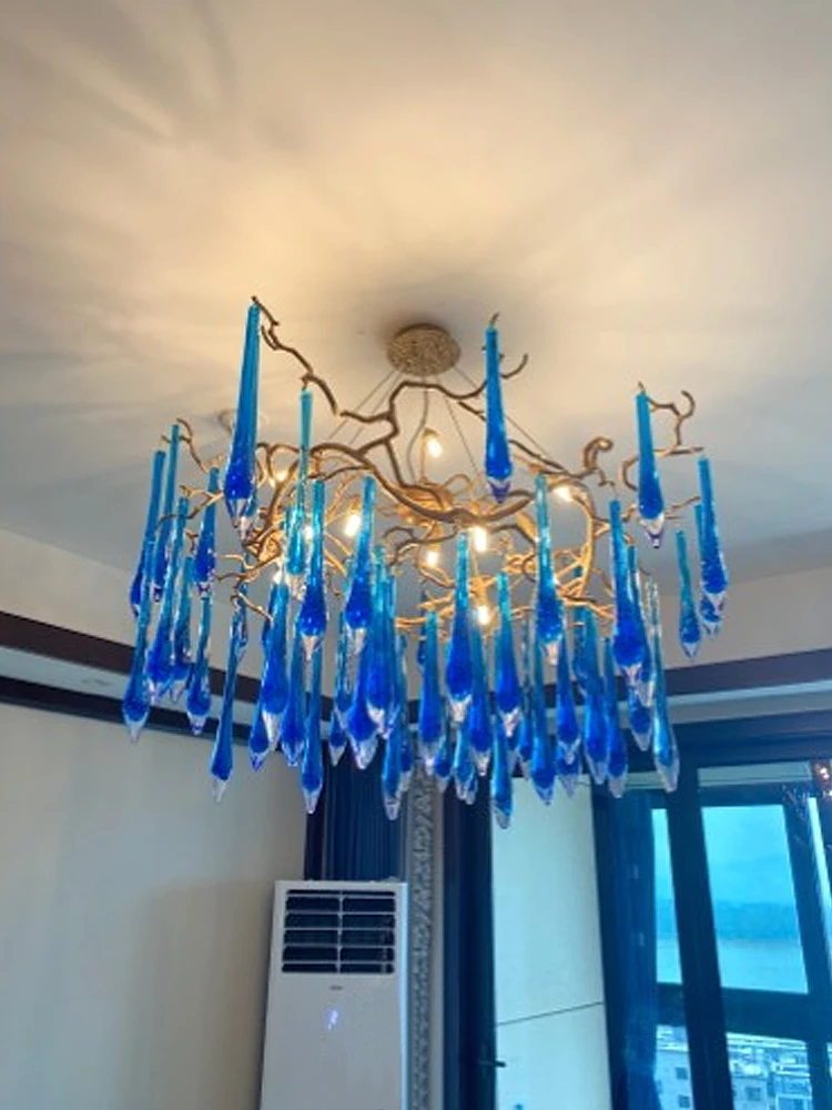 Unique Design Customize Decorative Lamp Colored Hand Blown Modern K9 Crystal Chandelier Lighting for Stairs