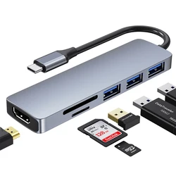 Алюминьный высокой скорости 3 0 4K HD TF/SD кард-ридер USB-C многопортовый адаптер порта USB Type-c 7 в 1 взаимный обмен данными между компьютером и периферийными устройствами C концентратор для