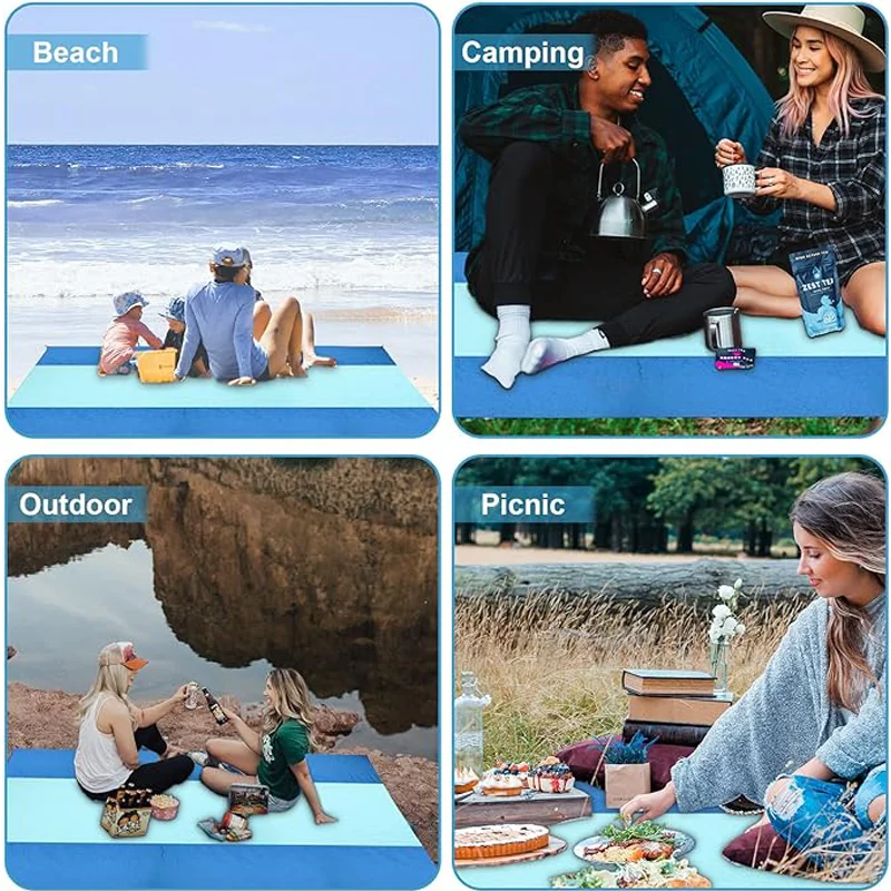 Extra Large Portable Picnic Mat 100% Parachute Nylon Camping Mat /Sand Free Compact Outdoor Beach Blanket