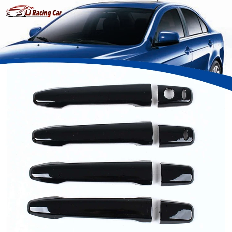 1 Hole And 2 Smart Carbon Fiber  Car Decoration Door Handle Protection StickersCover Tirm  For Mitsubishi Lancer 2009-2016